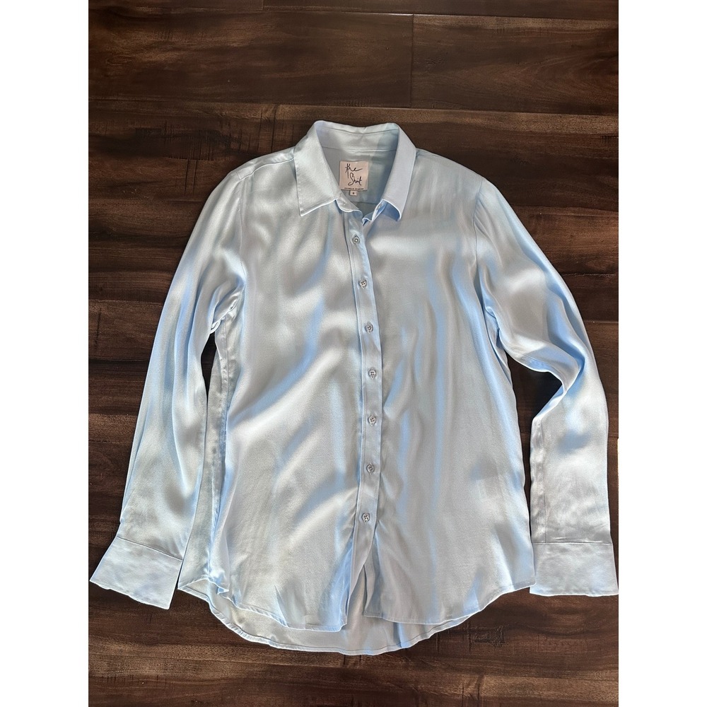 The Shirt Rochelle Behrens Light Blue Viscose Button Down Blouse Small